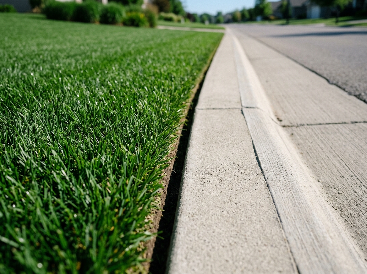 Sharp sidewalk edging along Centerville street